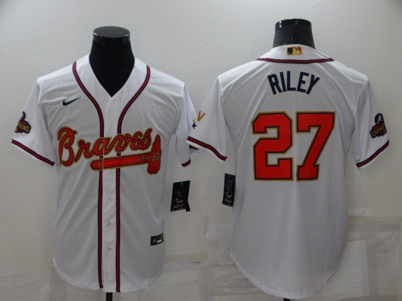 Men Atlanta Braves #27 Riley White Gold Game Nike 2022 MLB Jersey